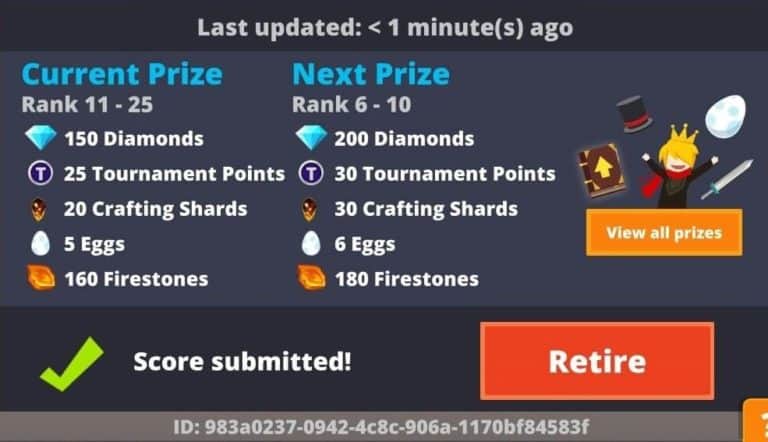 Tap Titans 2 tournament prizes