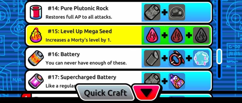 Pocket Mortys Level Up Mega Seed Recipe