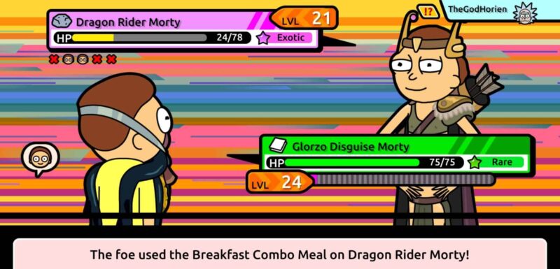 Fighting another player in Pocket Mortys