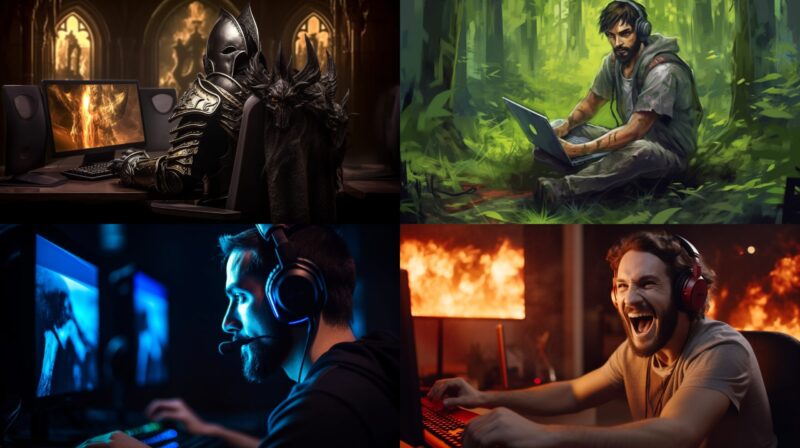 man playing games on PC