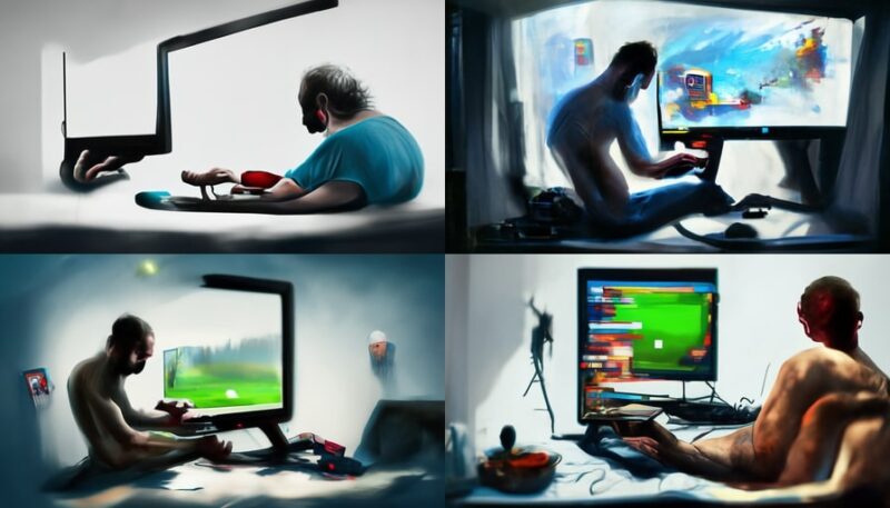 man playing games on PC